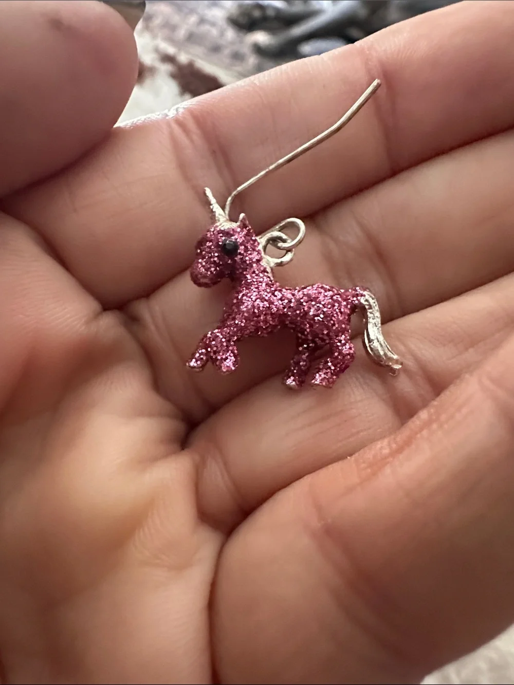 Sparkle Unicorn Necklace & Earrings Set - Pink Glitter